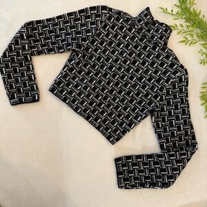 ZARA | Black & White Geometric Sweater Top